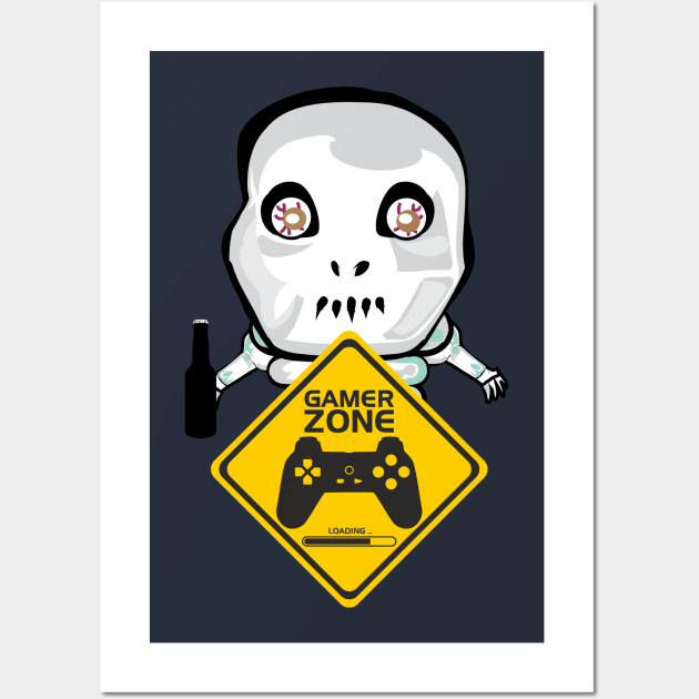 Gamer-skeleton with beer Wall Art by Imutobi